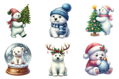 Christmas Polar Bear Clipart Bundle - CraftNest - Digital Crafting and Art