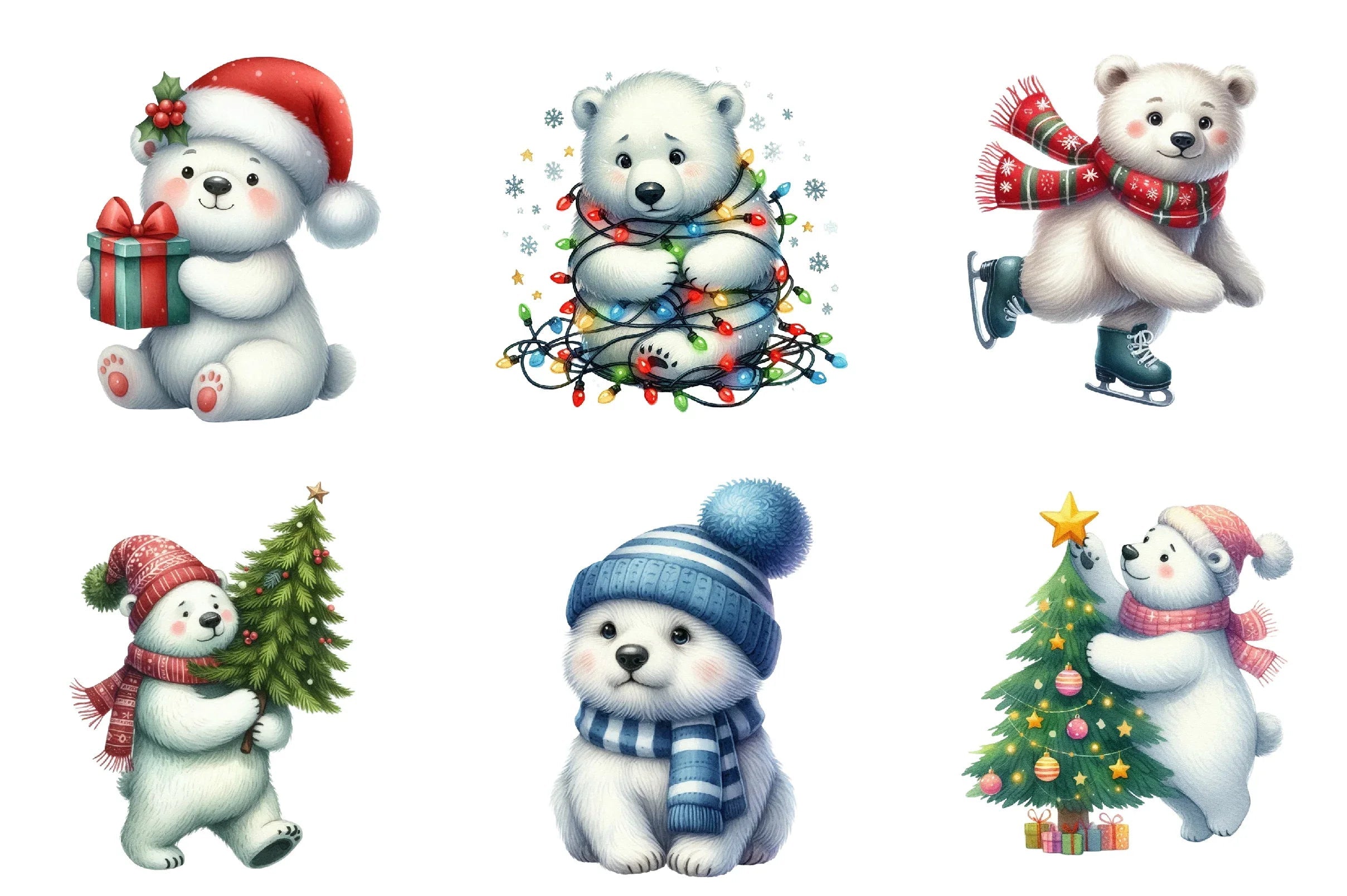 Christmas Polar Bear Clipart Bundle - CraftNest - Digital Crafting and Art