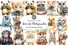 Cute Animals Photographer Clipart Bundle 5675 - CraftNest - Digital Crafting and Art