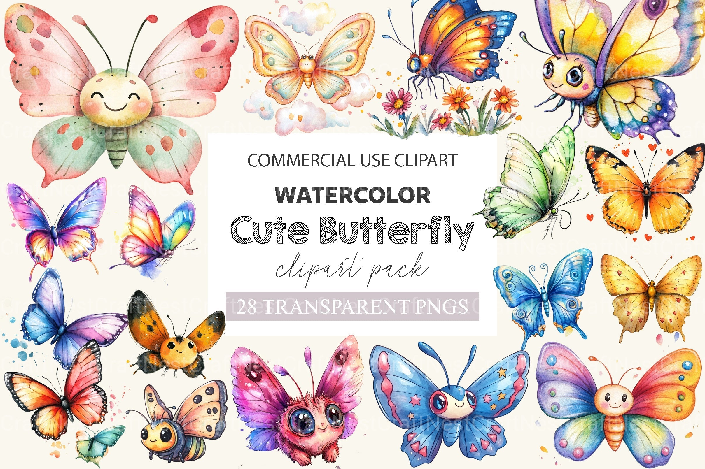 Cute Butterfly Clipart Bundle 3