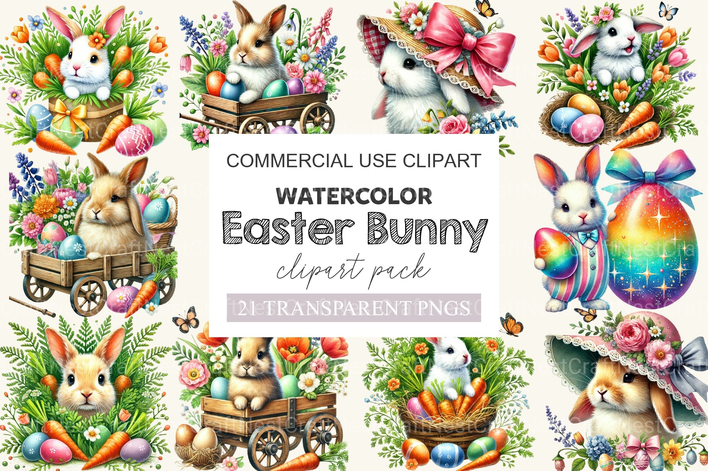 Easter Bunny Clipart Bundle 16