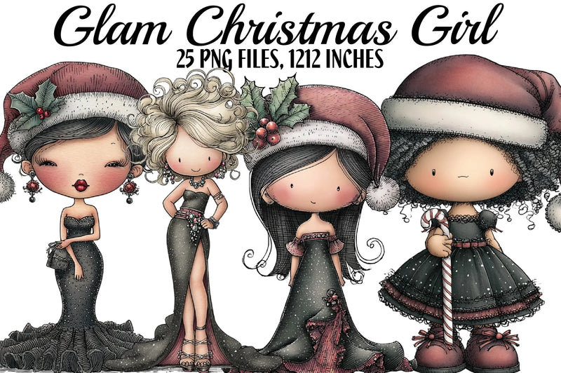 Glam Christmas Girl Clipart Bundle - CraftNest - Digital Crafting and Art