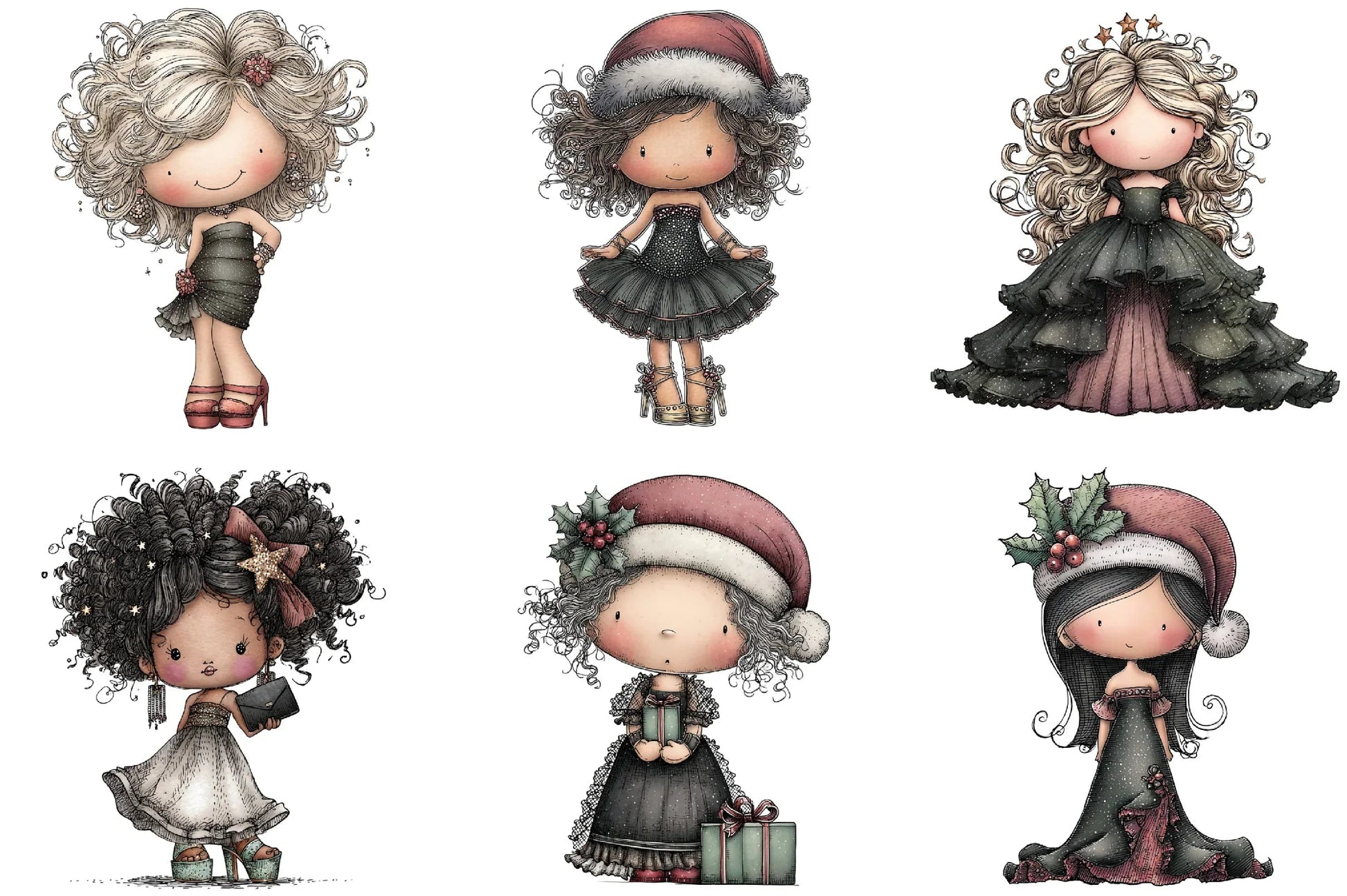 Glam Christmas Girl Clipart Bundle - CraftNest - Digital Crafting and Art