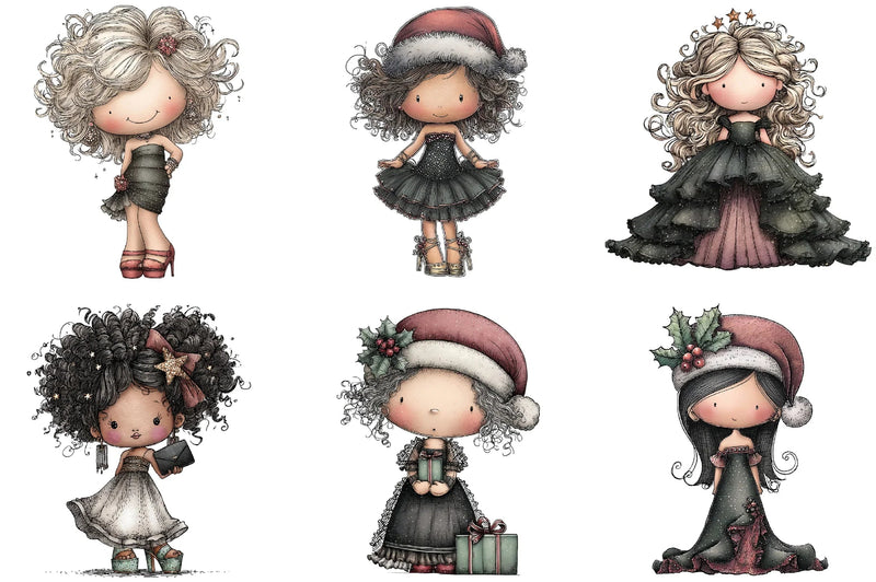 Glam Christmas Girl Clipart Bundle - CraftNest - Digital Crafting and Art