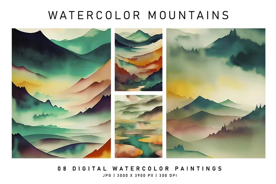 Watercolor Mountains - Wall Art - CraftNest - Digital Crafting and Art