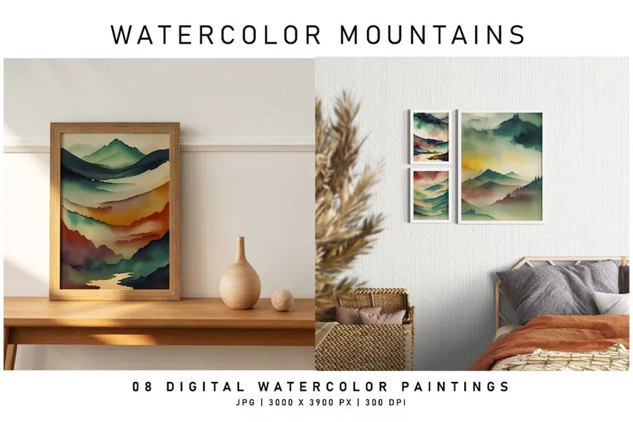 Watercolor Mountains - Wall Art - CraftNest - Digital Crafting and Art