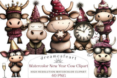 New Year Cow Clipart Bundle - CraftNest - Digital Crafting and Art