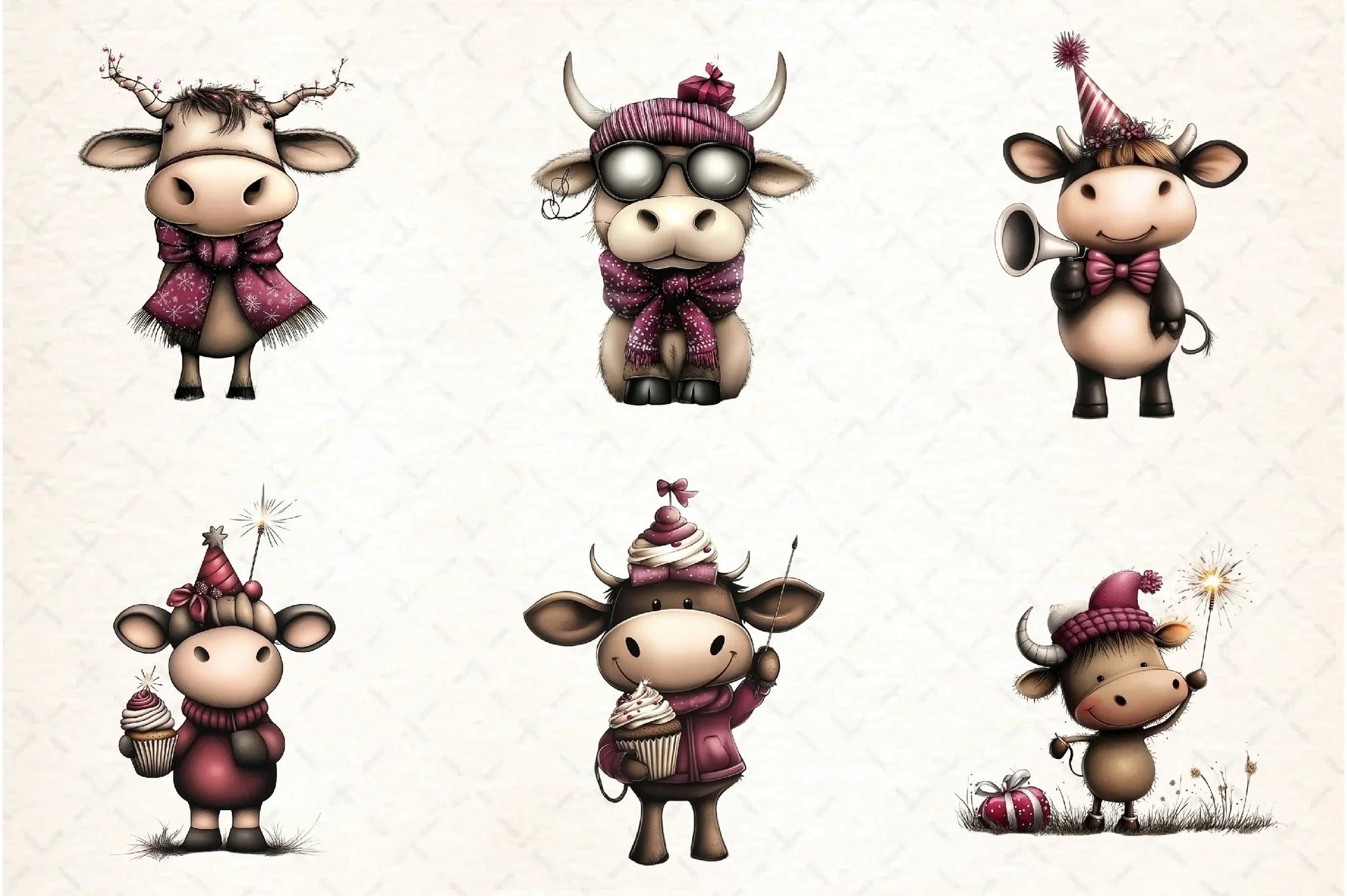 New Year Cow Clipart Bundle - CraftNest - Digital Crafting and Art