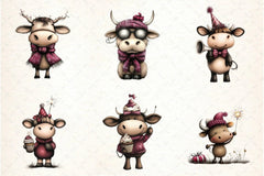 New Year Cow Clipart Bundle - CraftNest - Digital Crafting and Art