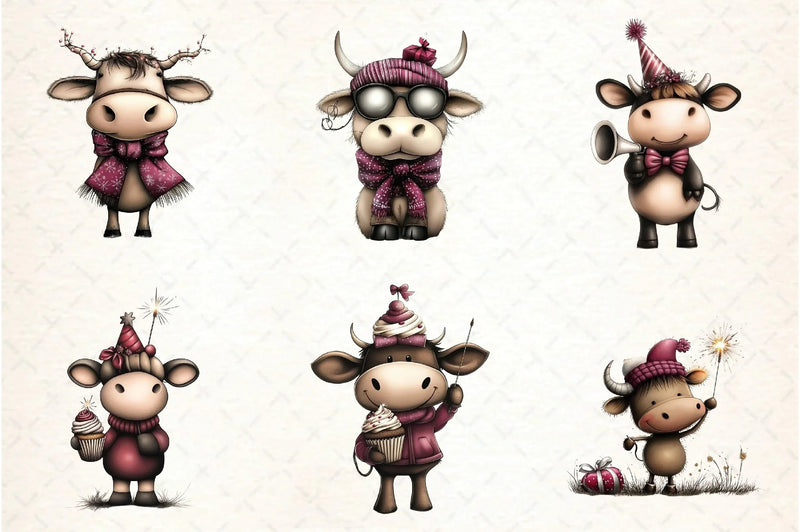New Year Cow Clipart Bundle - CraftNest - Digital Crafting and Art
