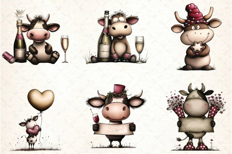 New Year Cow Clipart Bundle - CraftNest - Digital Crafting and Art