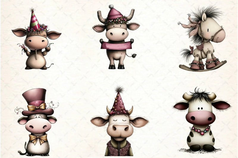 New Year Cow Clipart Bundle - CraftNest - Digital Crafting and Art