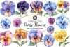 Pansy Flowers Clipart Bundle
