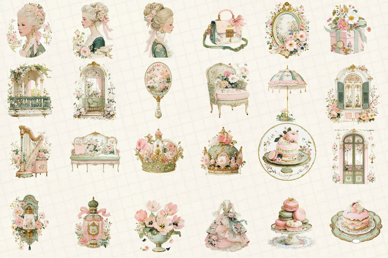 Pastel Rococo Clipart Bundle Set - CraftNest - Digital Crafting and Art