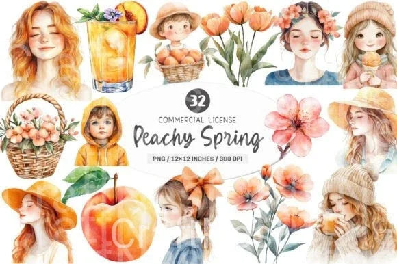 Peachy Spring Clipart Bundle 99 - CraftNest - Digital Crafting and Art