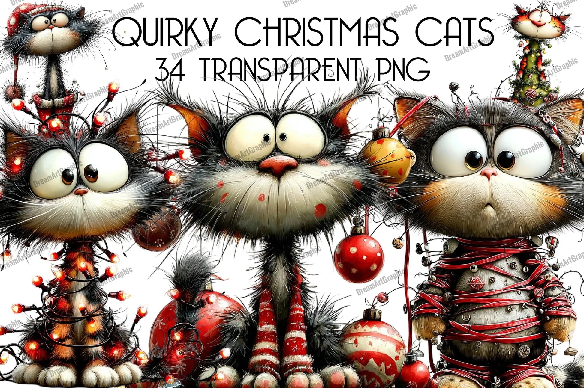 Quirky Christmas Cats Clipart Bundle - CraftNest - Digital Crafting and Art