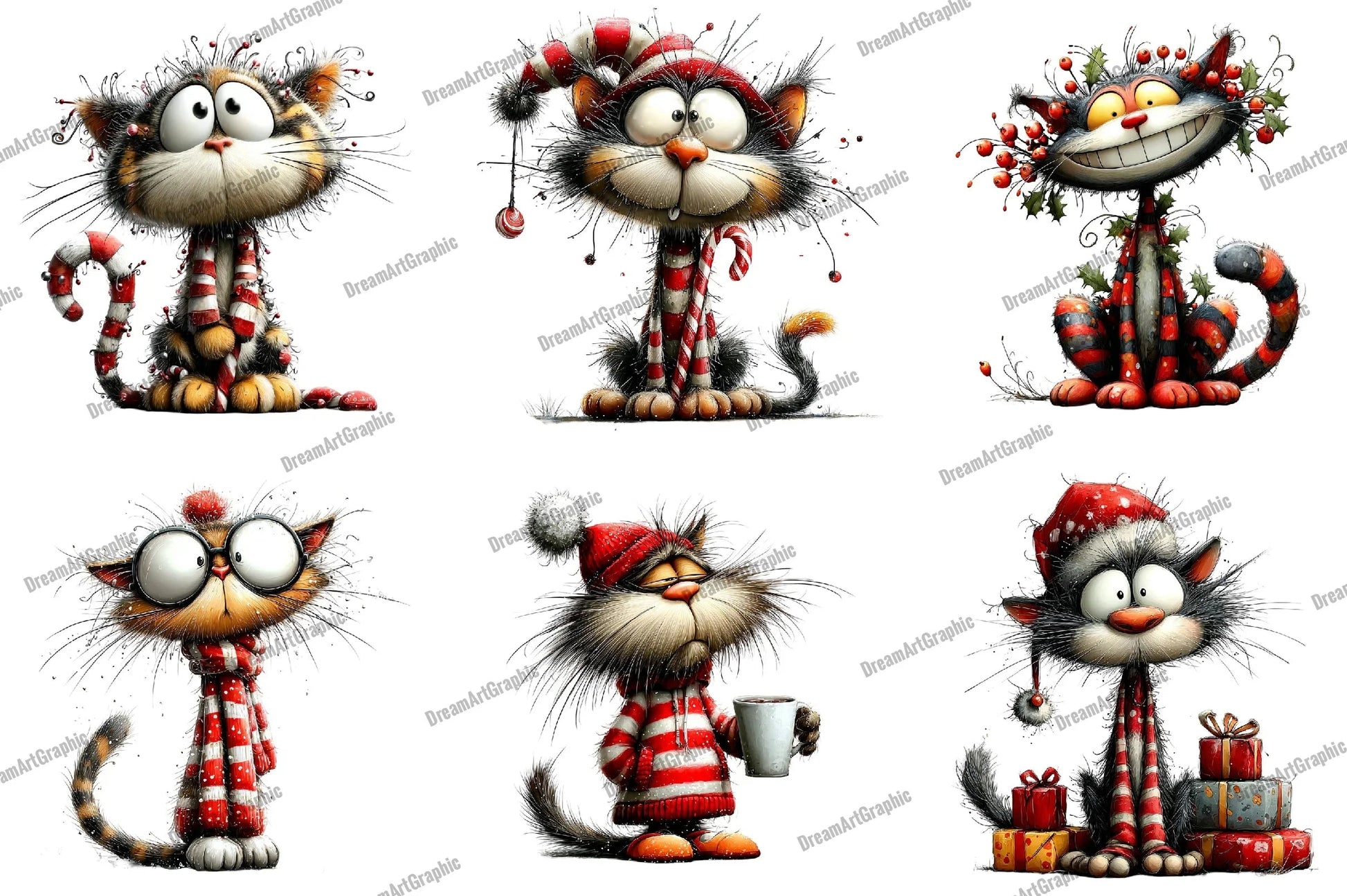 Quirky Christmas Cats Clipart Bundle - CraftNest - Digital Crafting and Art