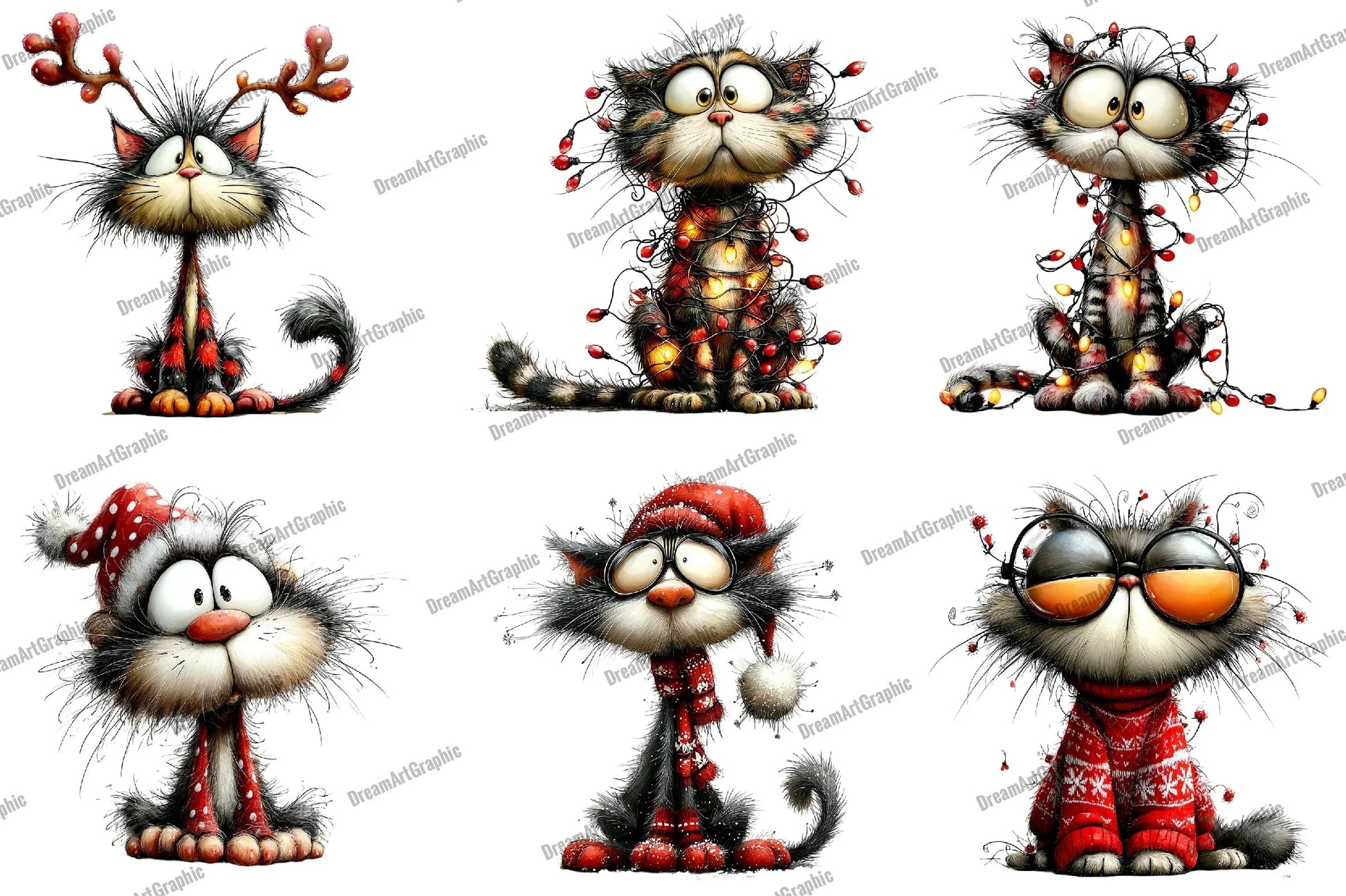 Quirky Christmas Cats Clipart Bundle - CraftNest - Digital Crafting and Art