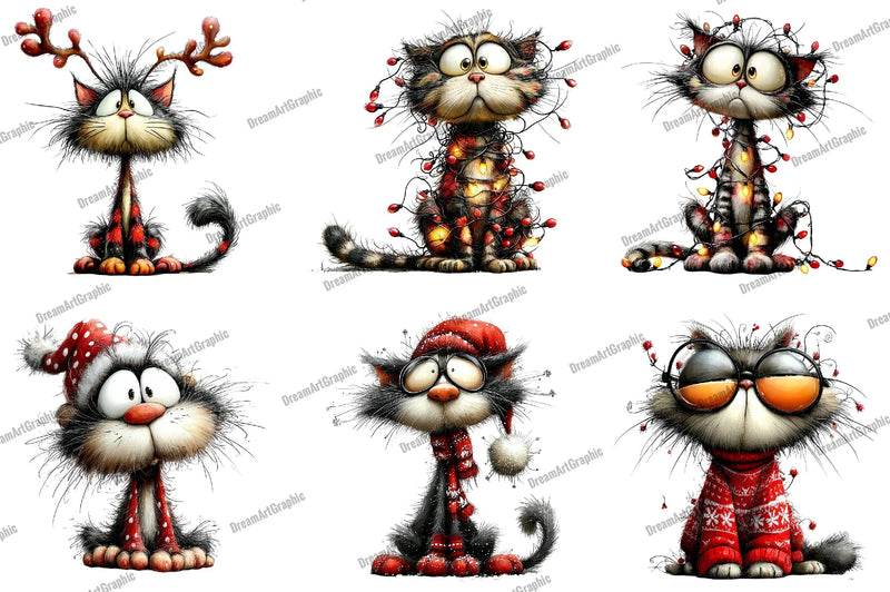 Quirky Christmas Cats Clipart Bundle - CraftNest - Digital Crafting and Art
