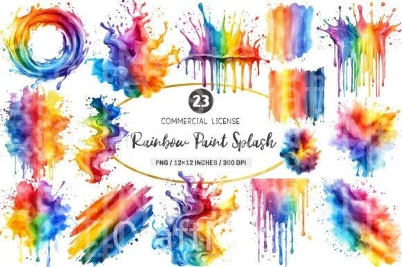 Rainbow Paint Splash Clipart Bundle 99 - CraftNest - Digital Crafting and Art