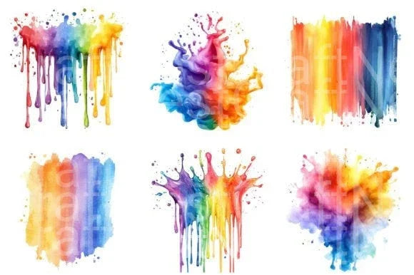 Rainbow Paint Splash Clipart Bundle 99 - CraftNest - Digital Crafting and Art