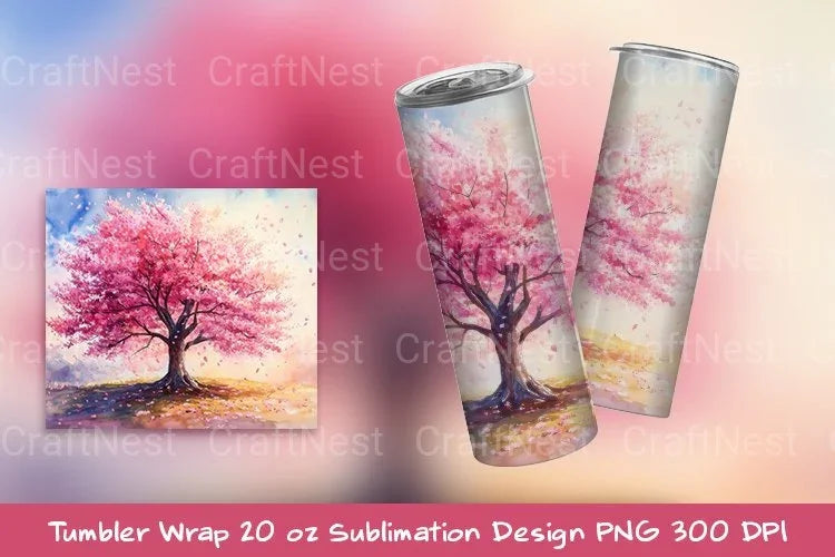 Sakura Tree Tumbler Wrap - CraftNest - Digital Crafting and Art