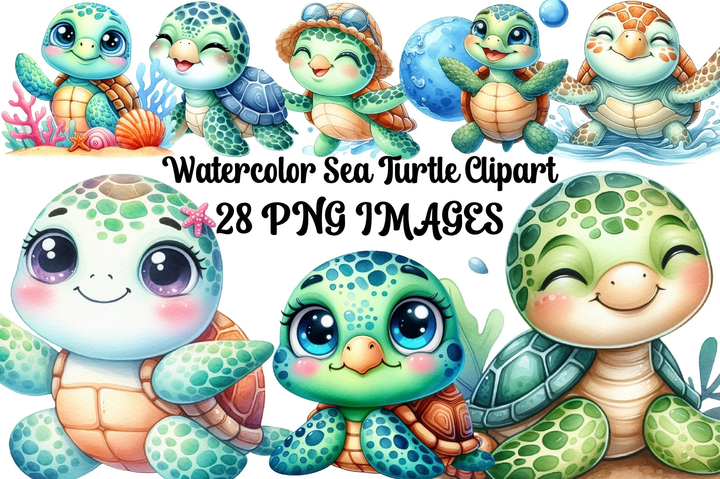 Sea Turtle Clipart Bundle - CraftNest - Digital Crafting and Art