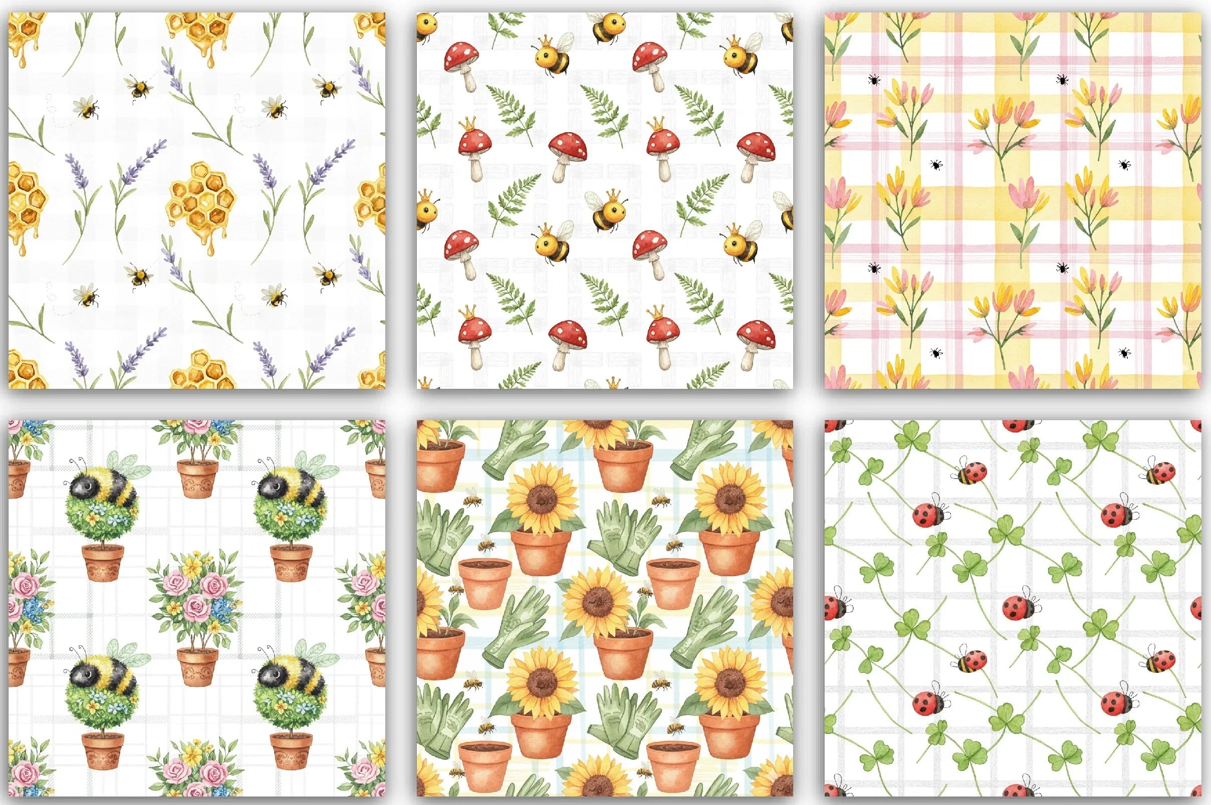 Seamless Bee Patterns Digital Paper - CraftNest - Digital Crafting and Art
