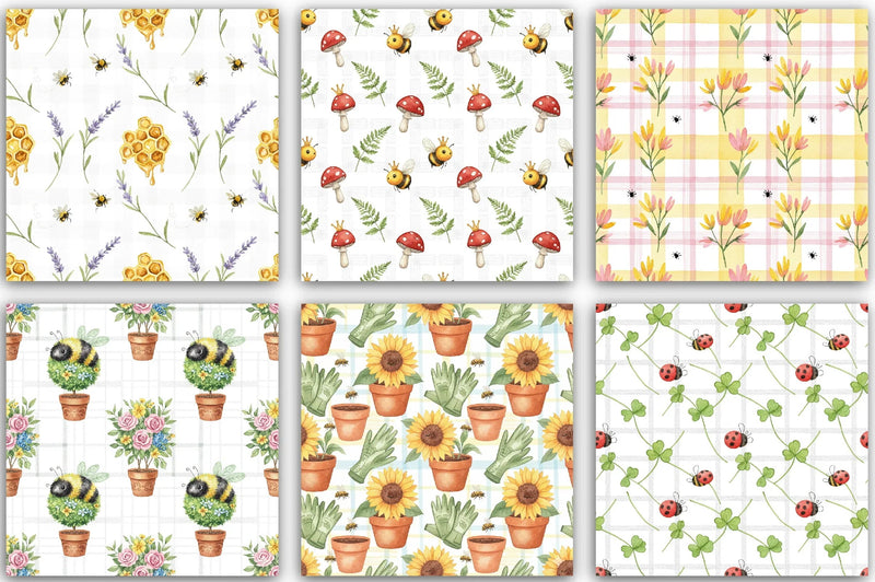 Seamless Bee Patterns Digital Paper - CraftNest - Digital Crafting and Art