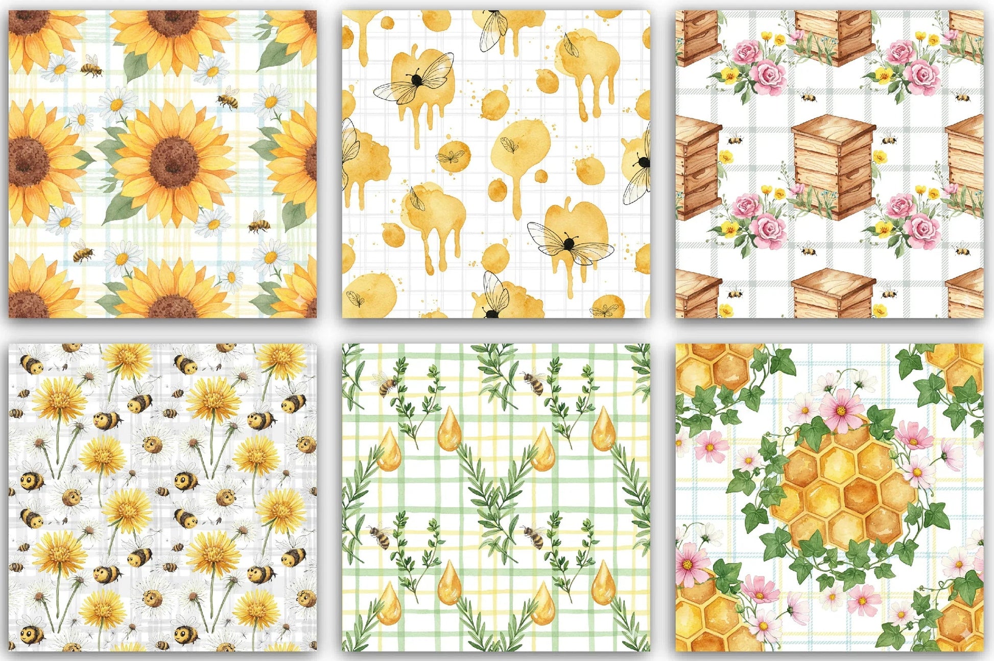 Seamless Bee Patterns Digital Paper - CraftNest - Digital Crafting and Art