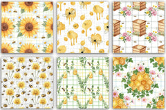 Seamless Bee Patterns Digital Paper - CraftNest - Digital Crafting and Art