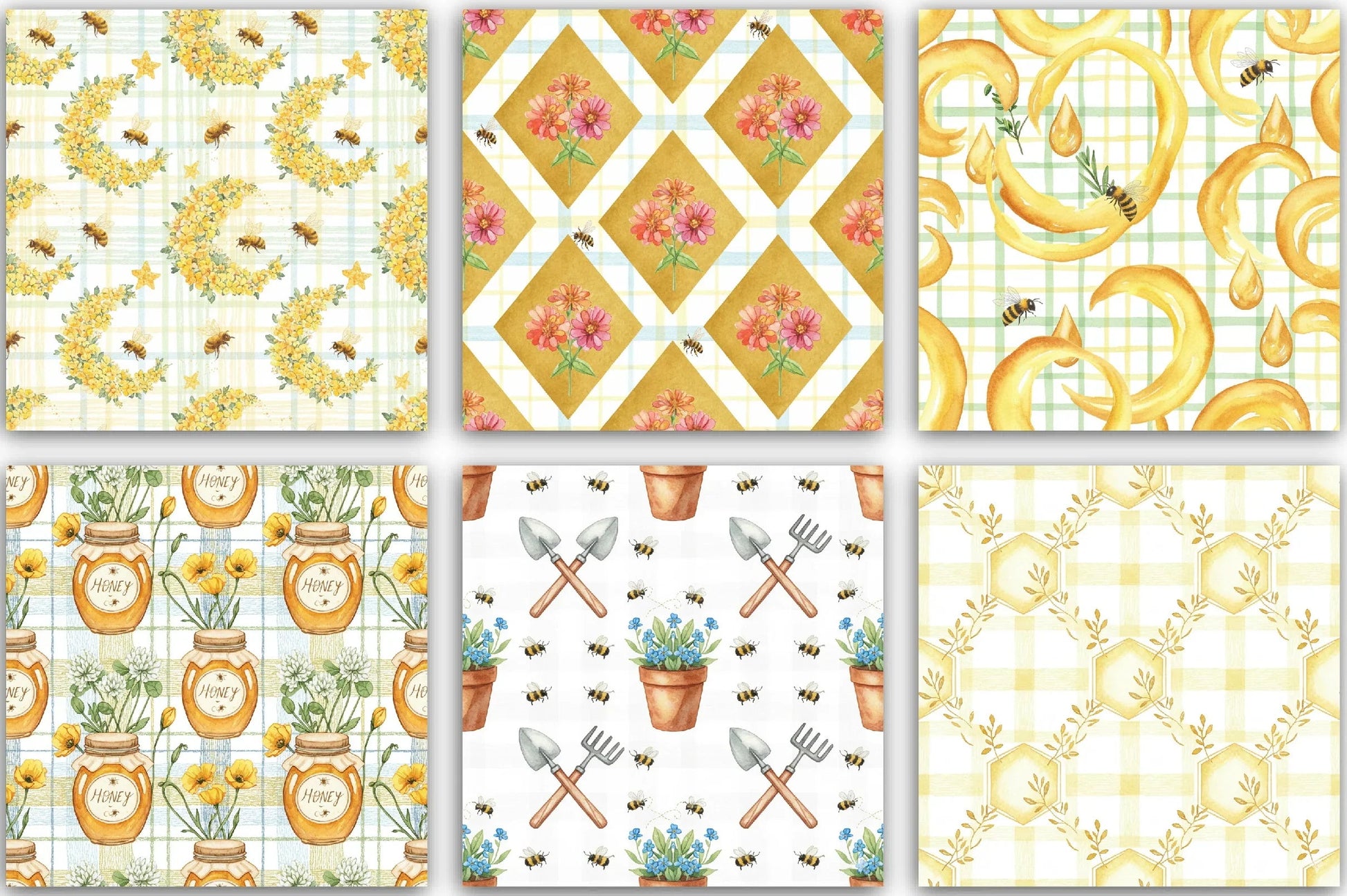 Seamless Bee Patterns Digital Paper - CraftNest - Digital Crafting and Art