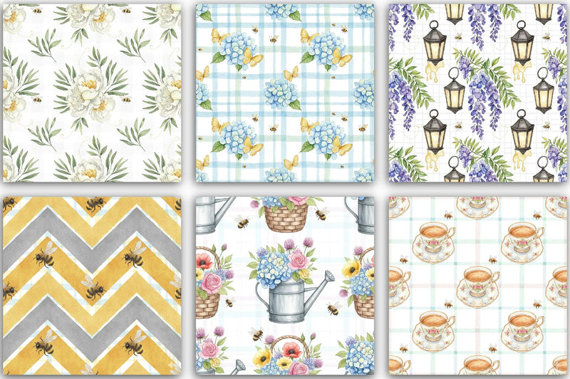 Seamless Bee Patterns Digital Paper - CraftNest - Digital Crafting and Art