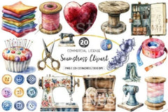 Seamstress Clipart Bundle 2 - CraftNest - Digital Crafting and Art
