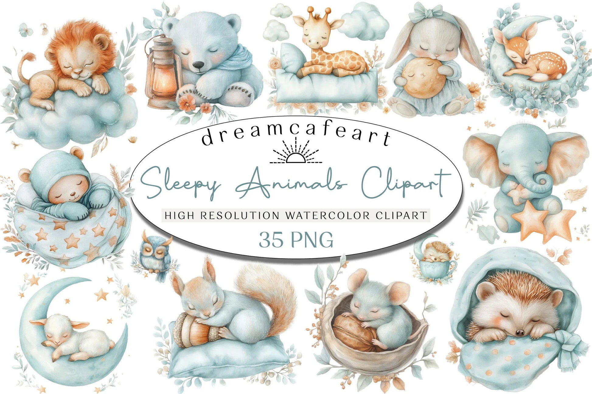Sleepy Animals Clipart Bundle - CraftNest - Digital Crafting and Art