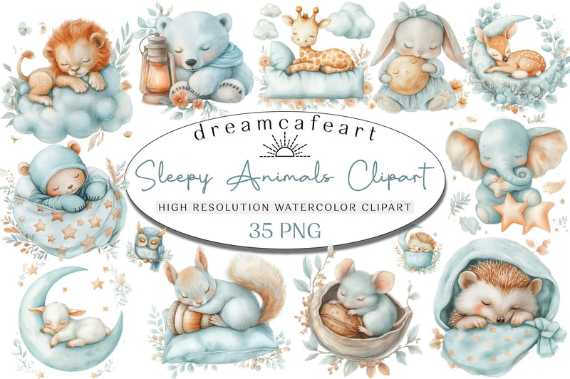 Sleepy Animals Clipart Bundle - CraftNest - Digital Crafting and Art