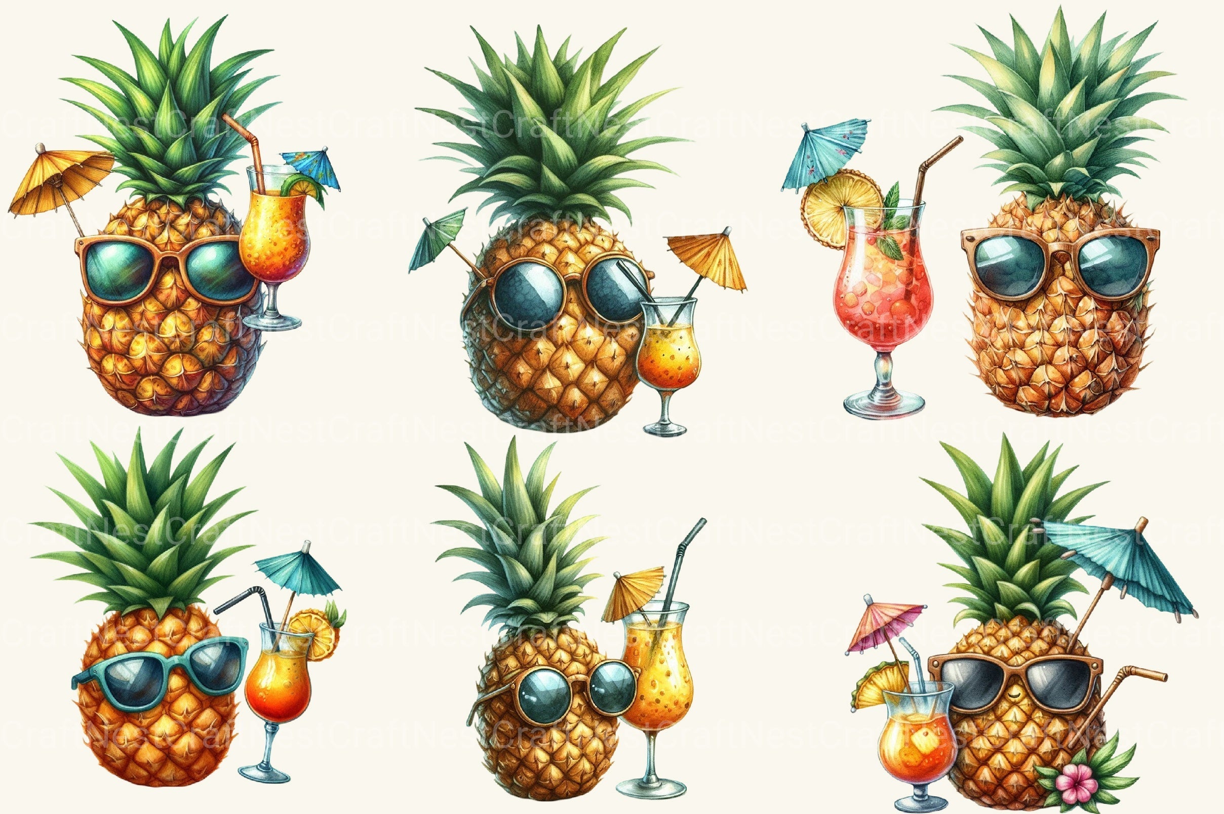 Summer Pineapple Clipart Bundle 2