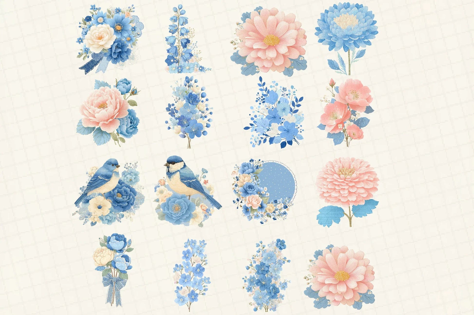 Vintage Floral Clipart Bundle Set - CraftNest - Digital Crafting and Art