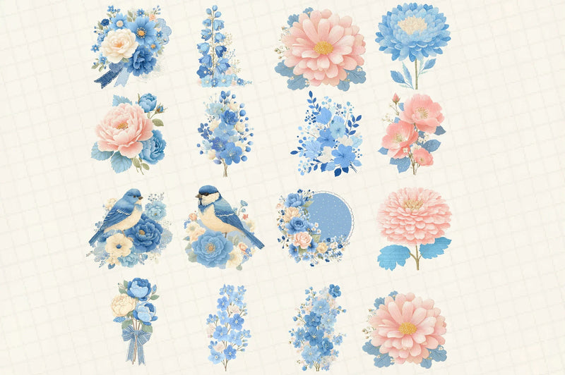 Vintage Floral Clipart Bundle Set - CraftNest - Digital Crafting and Art
