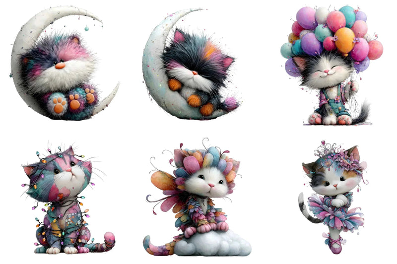 Whimsical Cat Clipart Bundle - CraftNest - Digital Crafting and Art