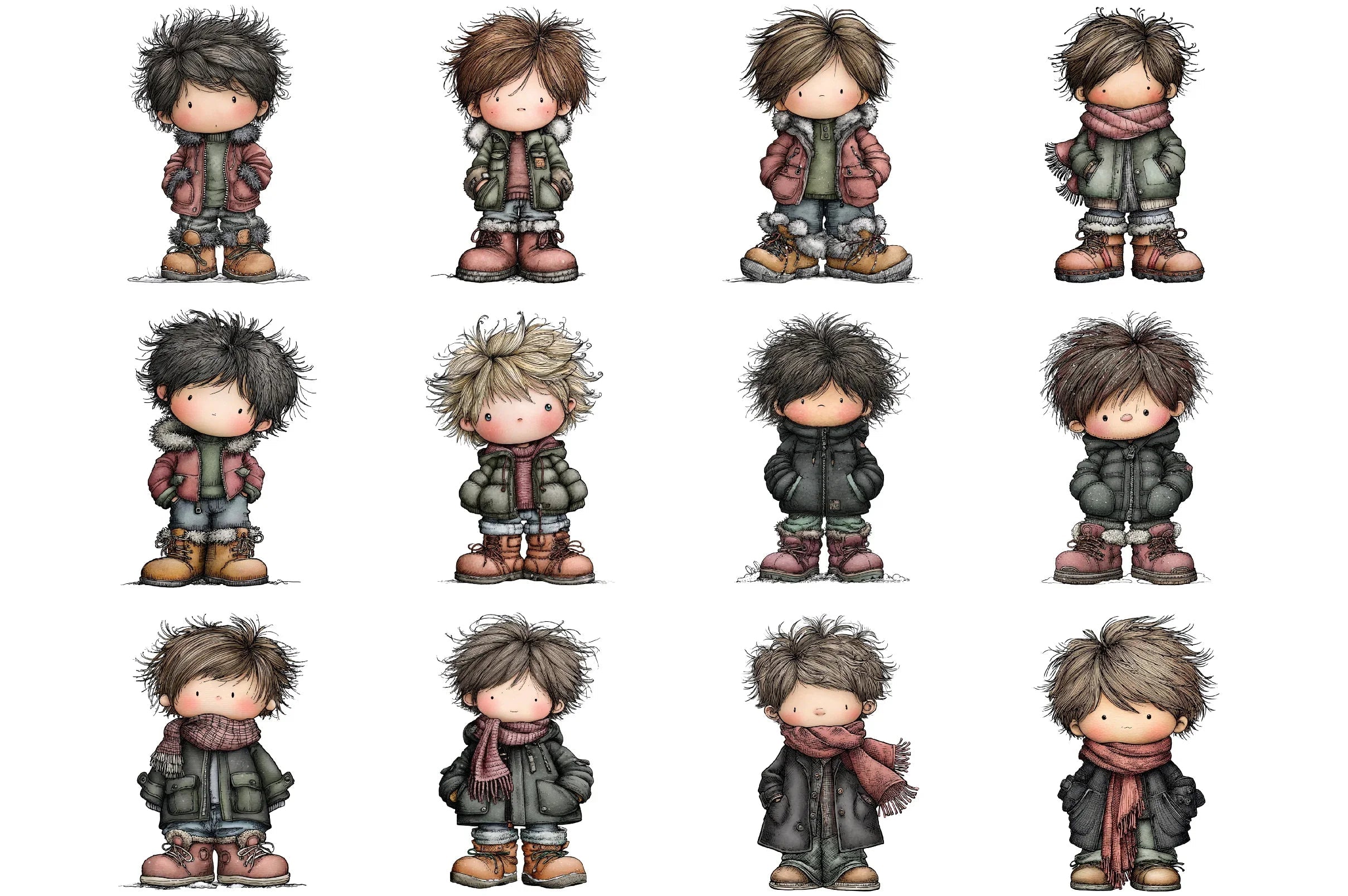 Winter Boy Clipart Bundle - CraftNest - Digital Crafting and Art