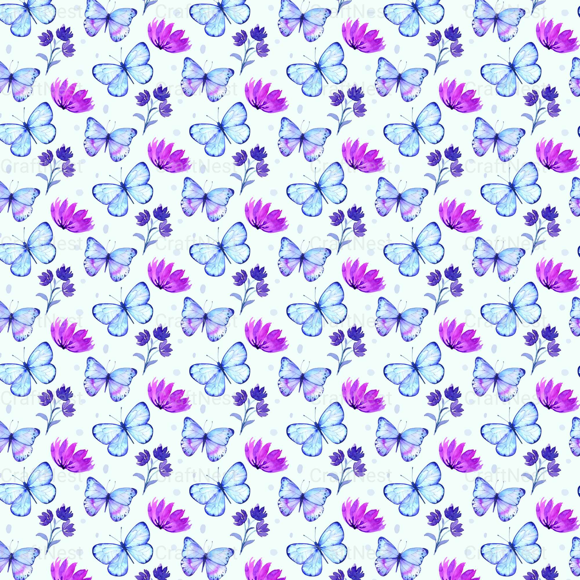 Flower & Butterfly Seamless Digital Paper - CraftNest - Digital Crafting and Art