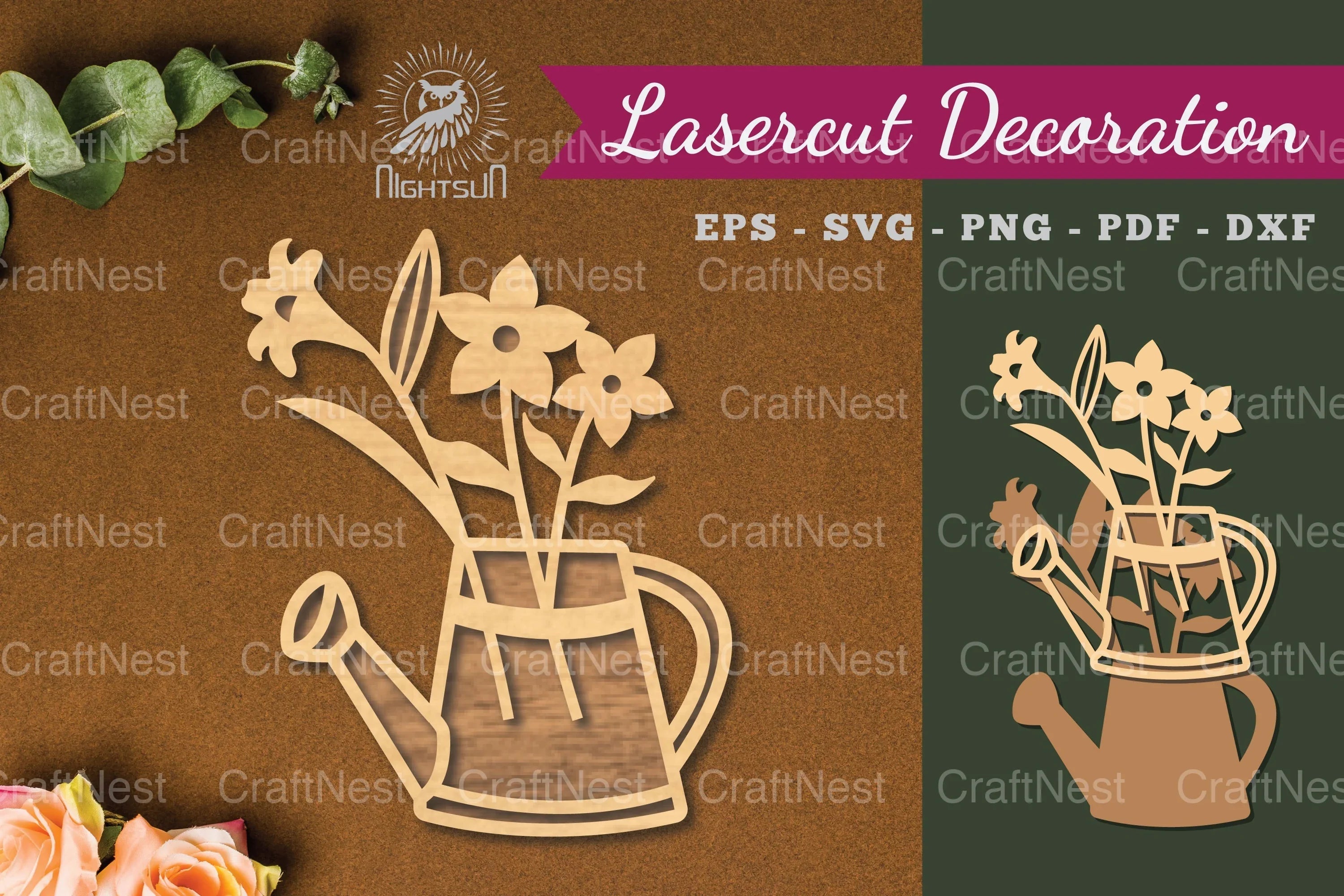 Watering Can Flowers Laser Cut Decoration Clipart Bundle - CraftNest - Digital Crafting and Art