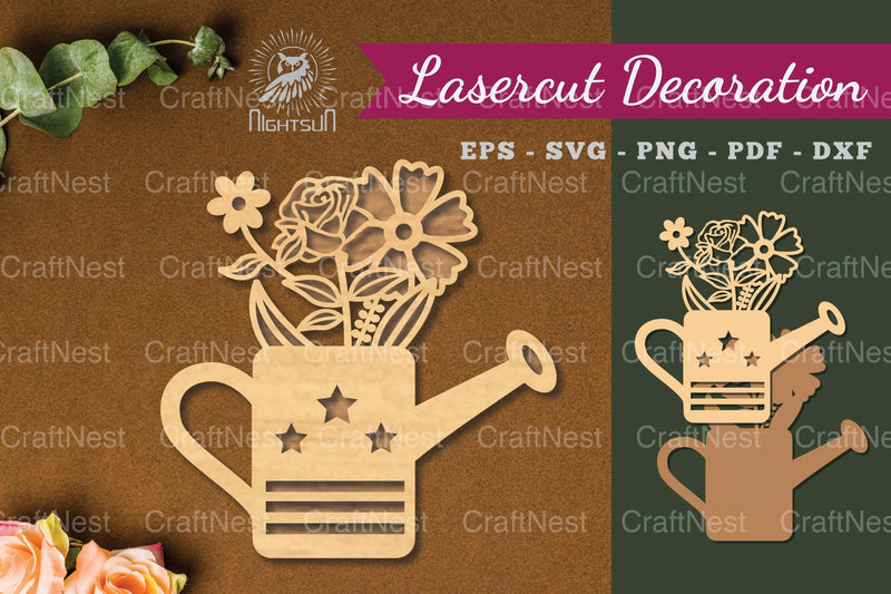 Watering Can Flowers Laser Cut Decoration Clipart Bundle - CraftNest - Digital Crafting and Art