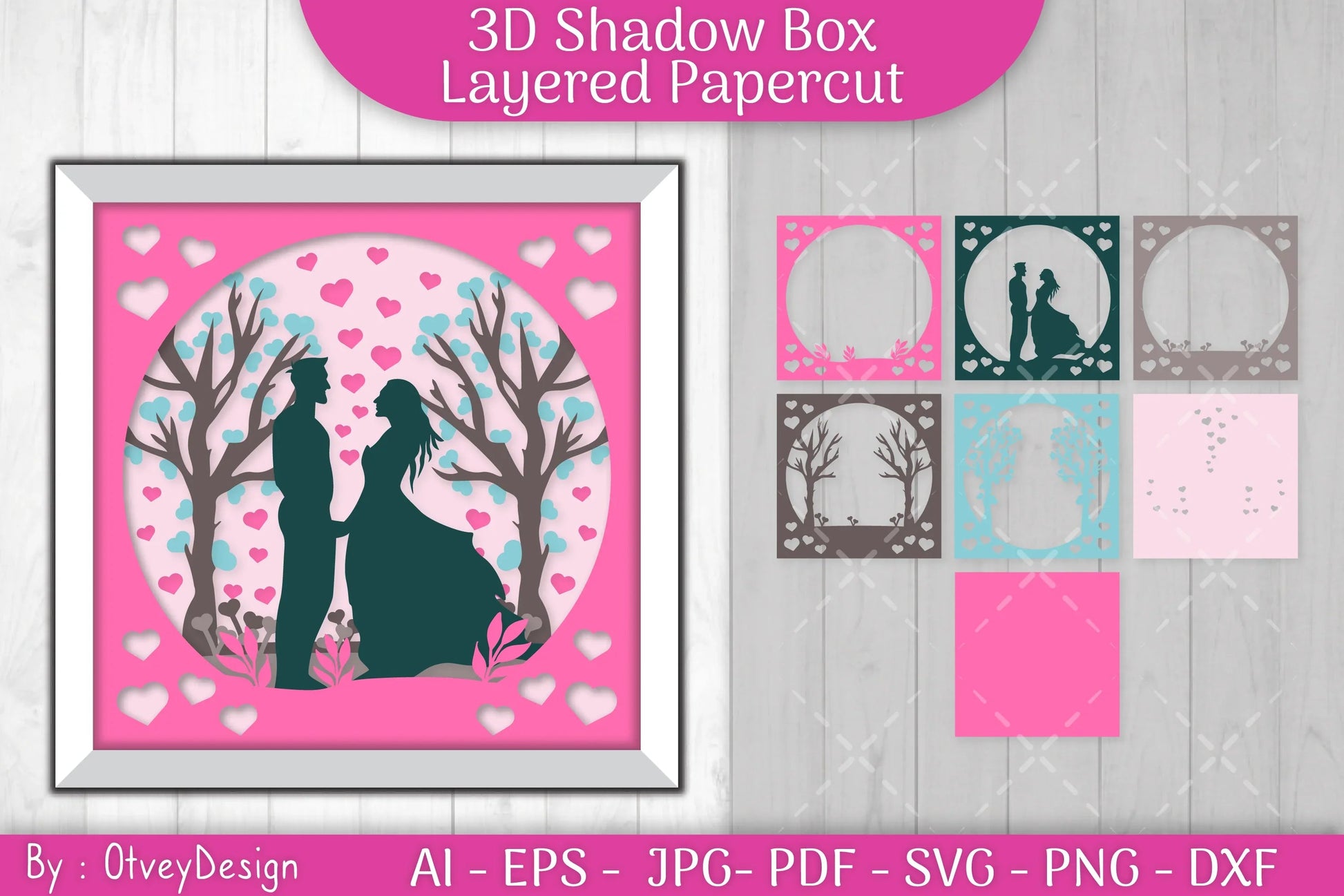 Valentine Gnome Shadow Box SVG Bundle - CraftNest - Digital Crafting and Art