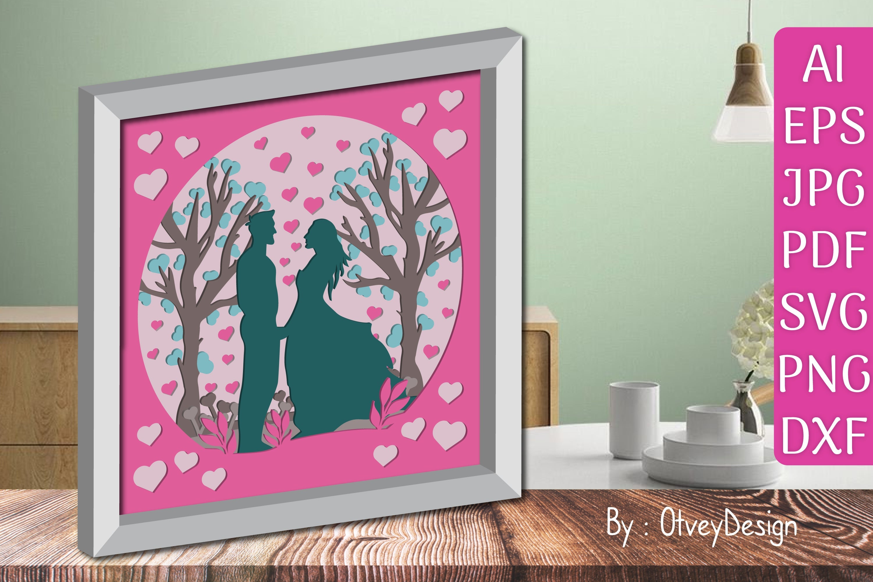 Valentine Gnome Shadow Box SVG Bundle