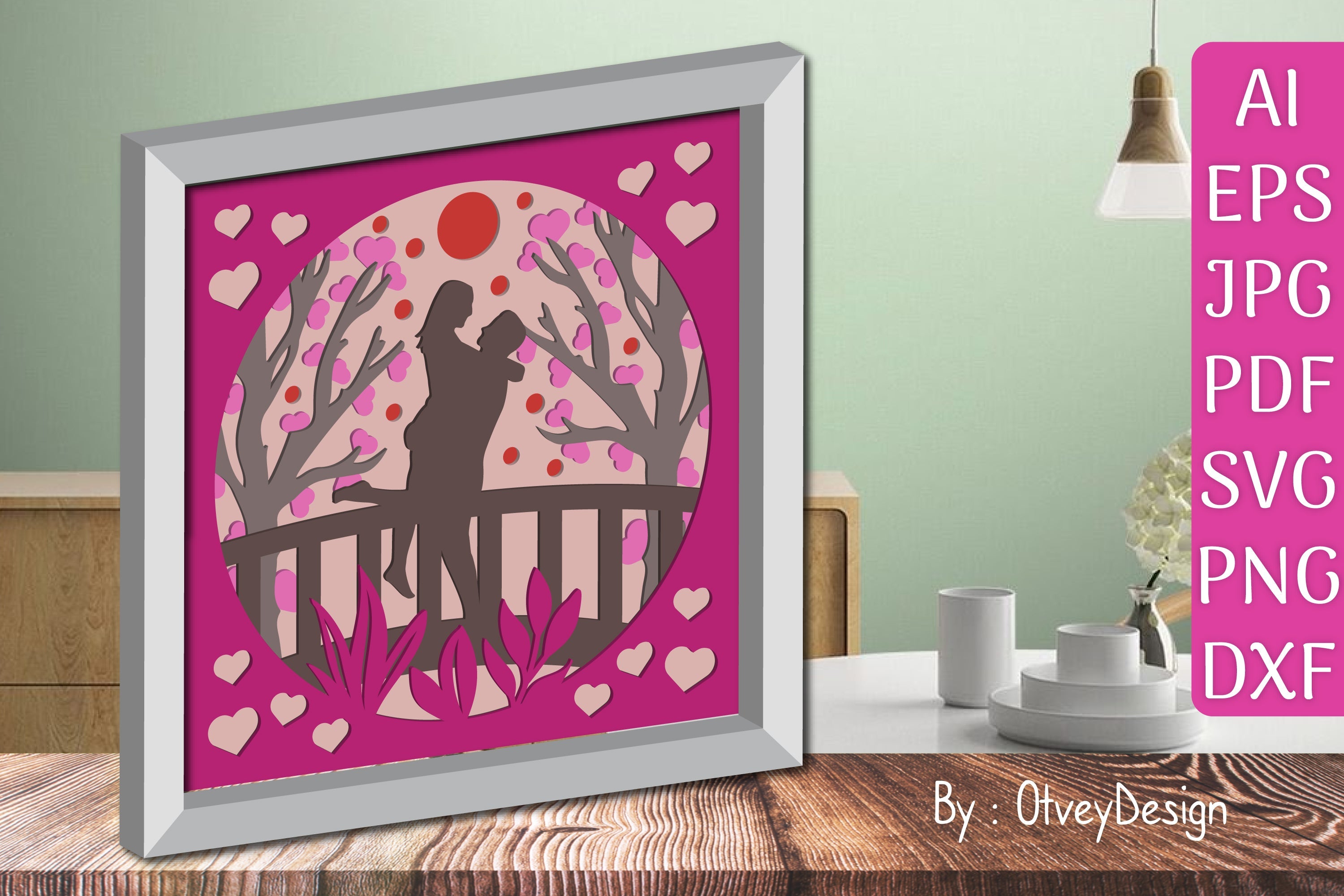 Valentine Gnome Shadow Box SVG Bundle