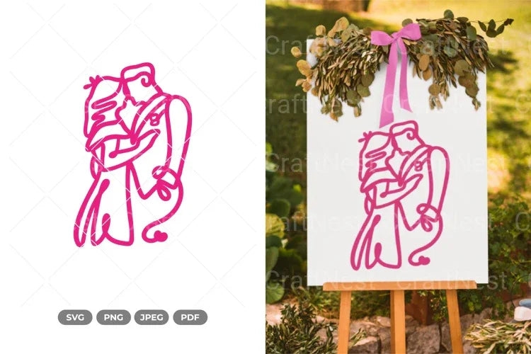 Wedding Couple Monoline SVG Bundle - CraftNest - Digital Crafting and Art