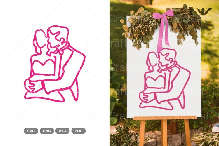 Wedding Couple Monoline Clipart Bundle - CraftNest - Digital Crafting and Art