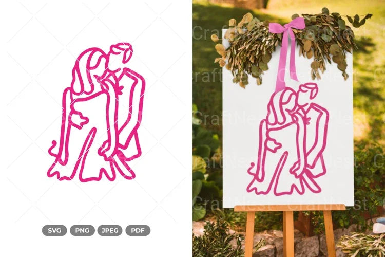 Wedding Couple Monoline SVG Bundle - CraftNest - Digital Crafting and Art